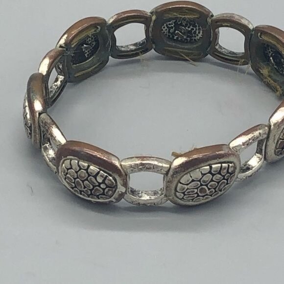 Silver color turtle shell designed bracelet costume jewelry stretchable READ - Picture 2 of 8